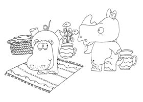 河马和犀牛卡通画造型