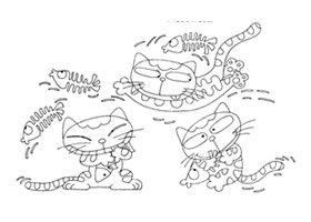 小猫和鱼卡通画造型