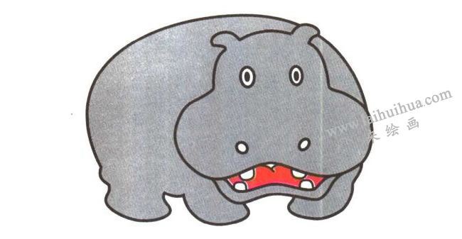 河马卡通画法步骤03