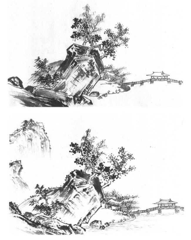 中国水山画《溪山清远图》临摹方法