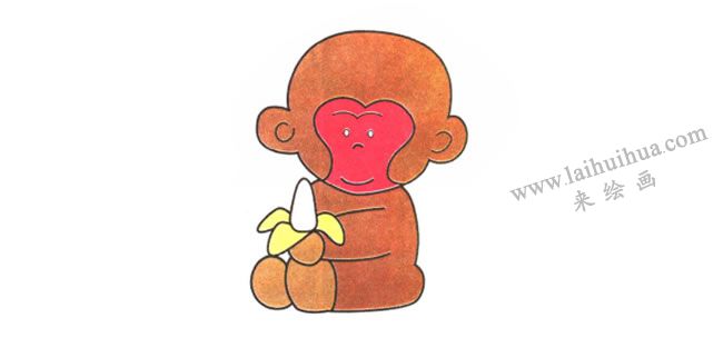 小猴子儿童卡通画法步骤04
