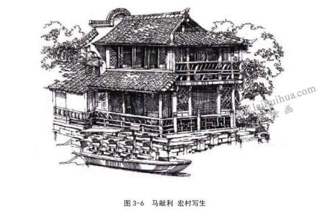 马献利  宏村风景速写写生