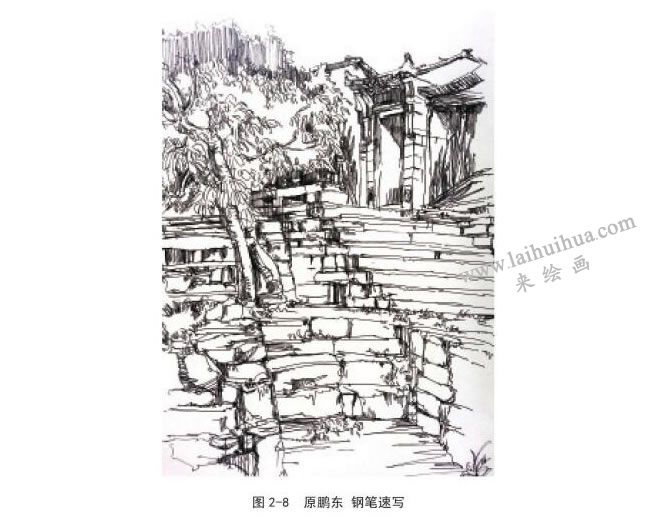 原鹏东 钢笔速写（景深关系）