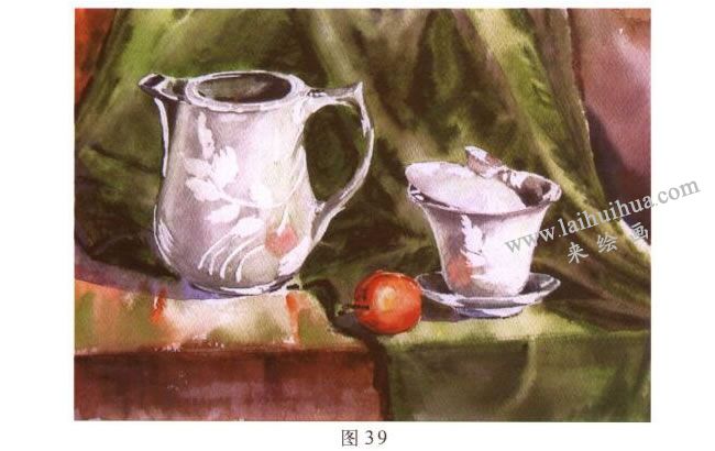 茶具水彩画写生步骤04