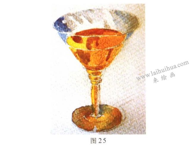 玻璃酒杯水彩画写生步骤02