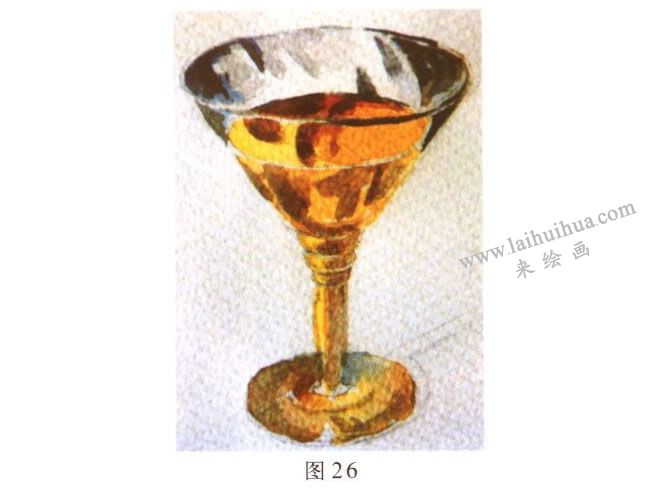 玻璃酒杯水彩画写生步骤03