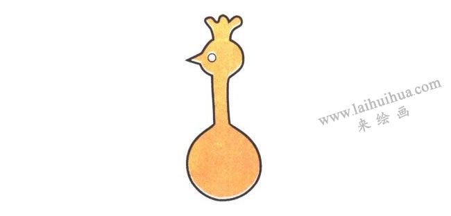 孔雀儿童卡通画法步骤01