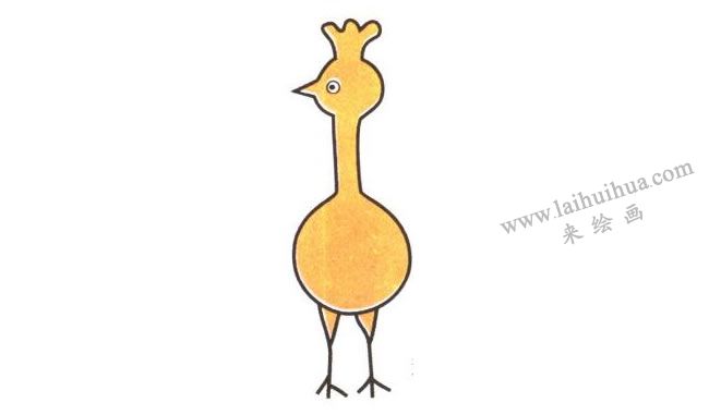 孔雀儿童卡通画法步骤02