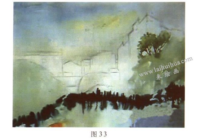 《宏村一角》水彩风景画的写生步骤01