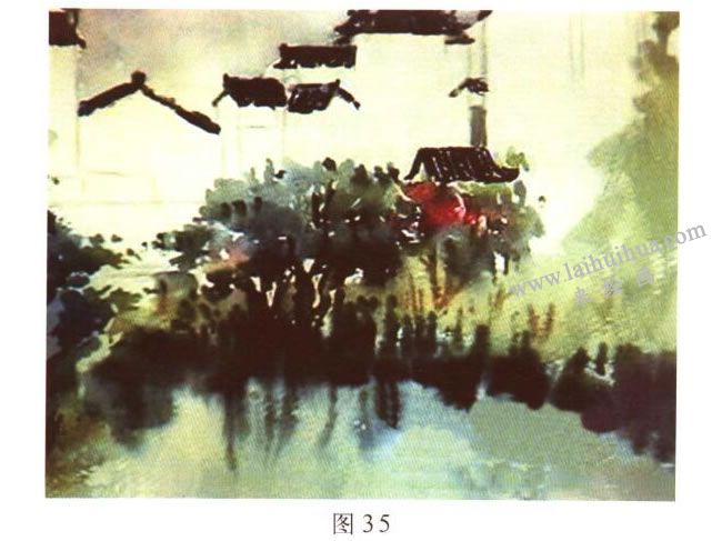 《宏村一角》水彩风景画的写生步骤03