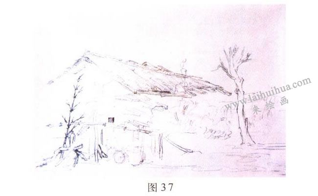 《林场小屋》风景水彩画的写生步骤01