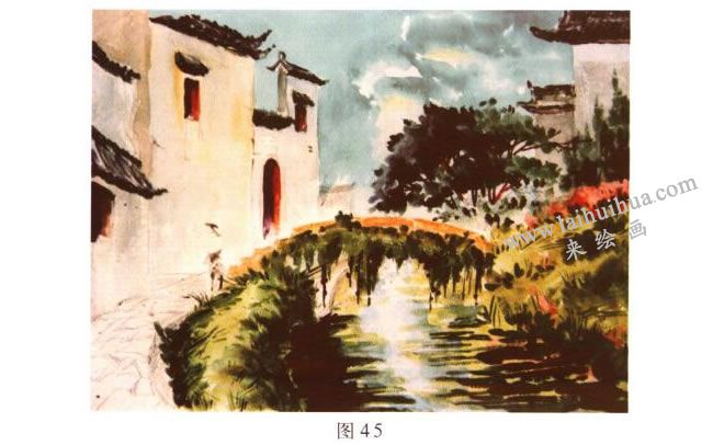 《小桥•流水•人家》风景水彩画的写生步骤03