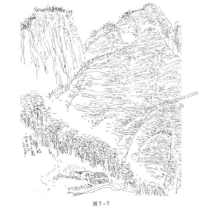 山石速写绘画的步骤解析02
