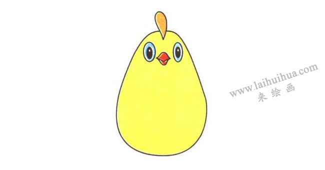 小鸡的身子，小鸡儿童卡通画法步骤02