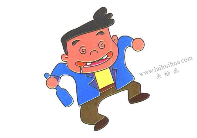 腿和脚，醉酒的人儿童卡通画法步骤03