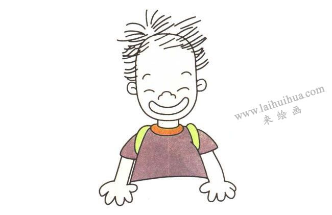 大嘴男孩儿童卡通画法步骤02