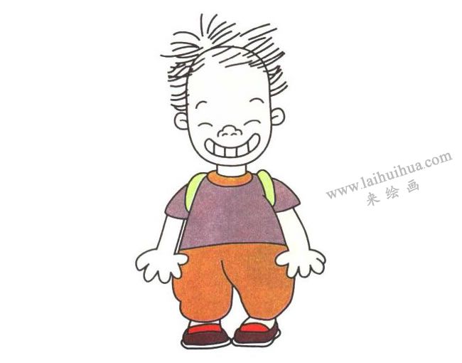 大嘴男孩儿童卡通画法步骤03