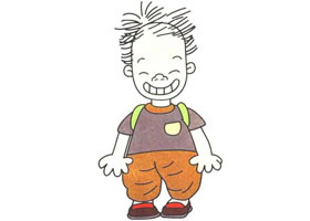 大嘴男孩儿童卡通画