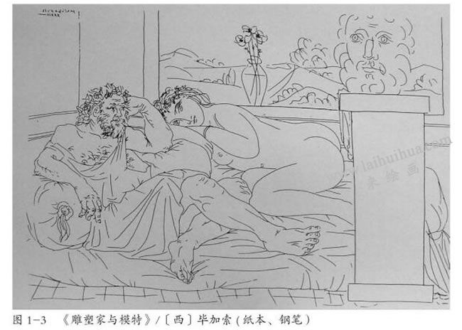 《雕塑家与模特》/毕加索