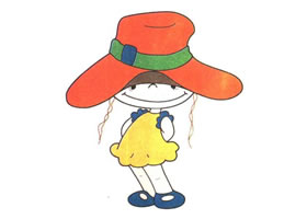 戴帽子的女孩儿童卡通画