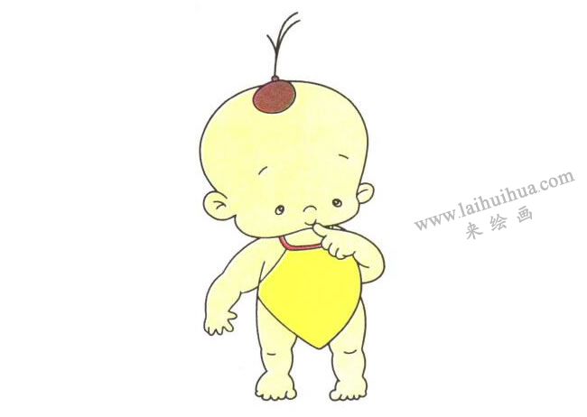 戴兜兜的小孩儿童卡通画