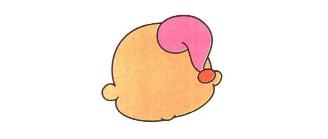 娃娃的脸和帽子；奶嘴娃娃儿童卡通画法步骤01