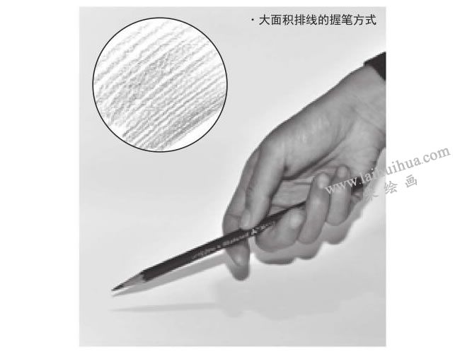 大面积排线握笔握笔方式，图示