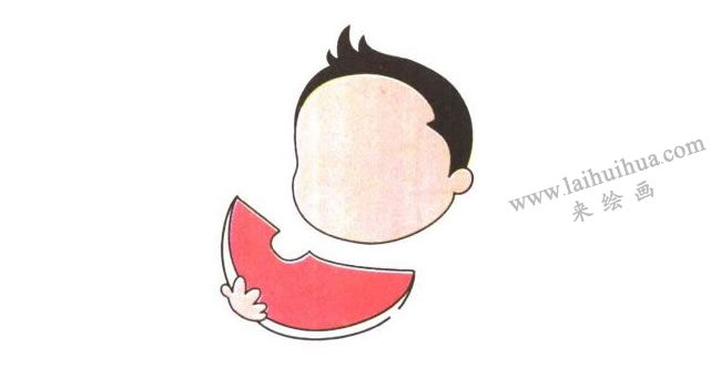 胖胖的头部和西瓜