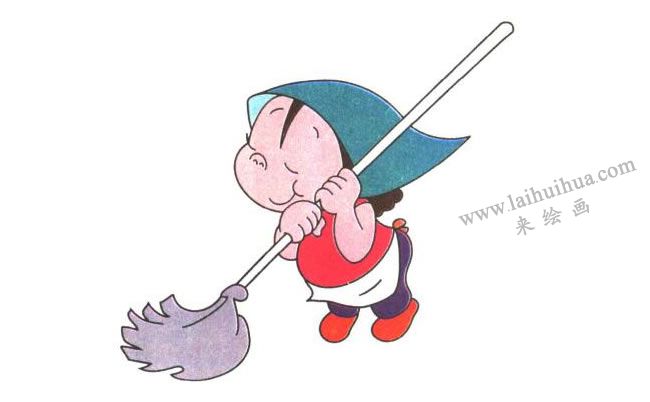 爱劳动的姐姐儿童卡通画