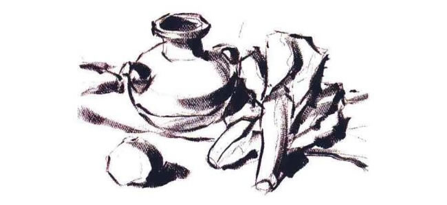 陶罐、蔬菜和水果水粉画法步骤02