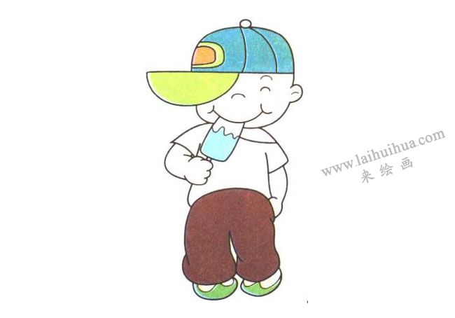 吃冰棍的小弟弟儿童卡通画