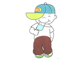 吃冰棍的小弟弟儿童卡通画法步骤
