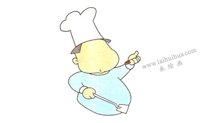 厨师的上身、帽子和炒菜铲