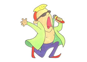 卡拉OK中的男人儿童卡通画法步骤