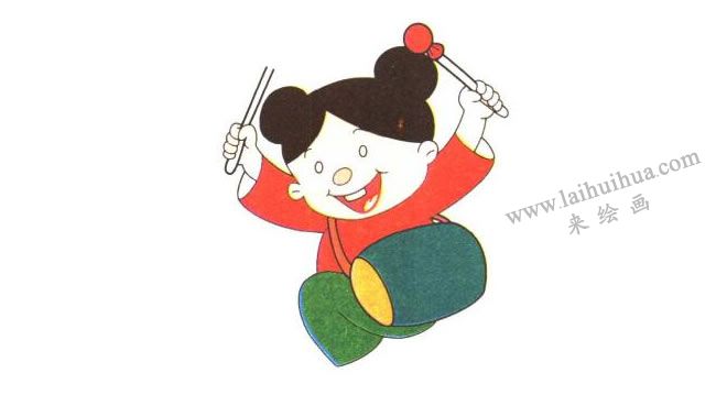 女孩的身体和腰鼓
