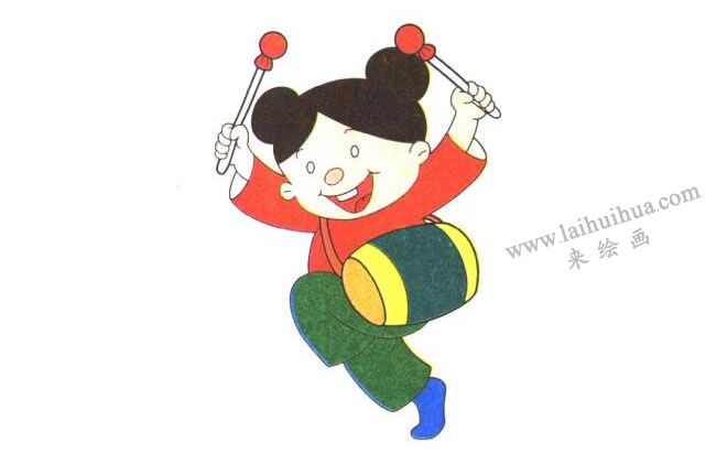 鼓槌和女孩的右脚