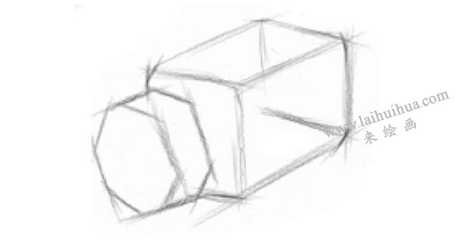 玻璃瓶子素描画法步骤02