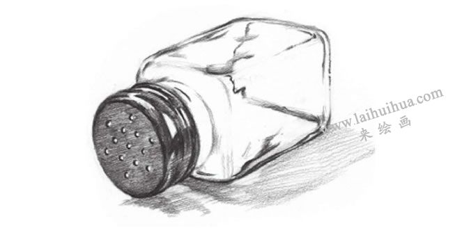 玻璃瓶子素描画法步骤06