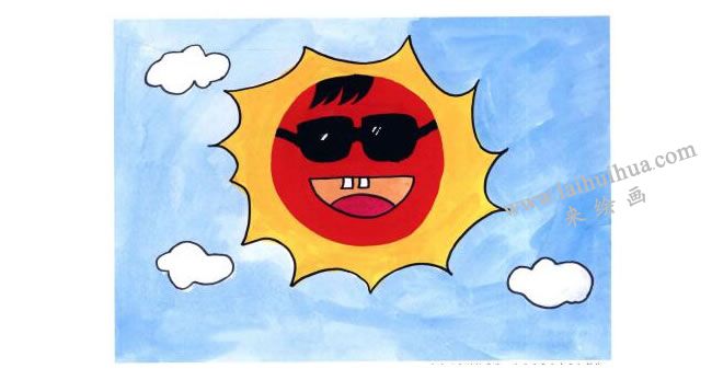 太阳哥哥儿童水粉画