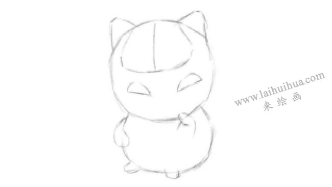 猫咪挂饰素描画法步骤02