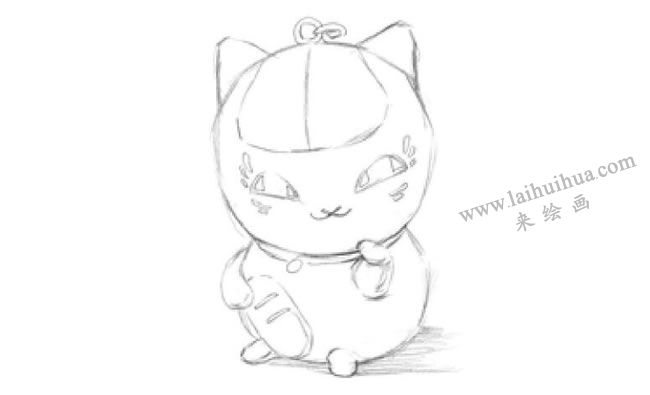 猫咪挂饰素描画法步骤03