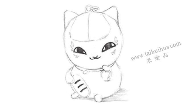猫咪挂饰素描画法步骤04