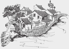 江南民居风景速写的画法步骤