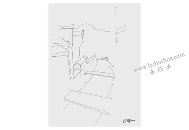 婺源水渠风景速写作画步骤01