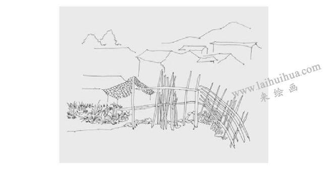 婺源小院风景速写画法步骤02
