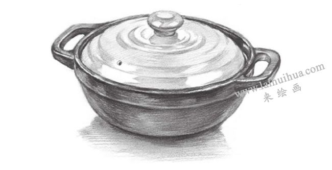 陶瓷锅素描画法步骤07