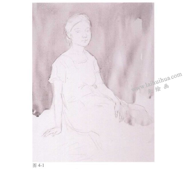 人物《女青年半身像》水彩画法步骤01
