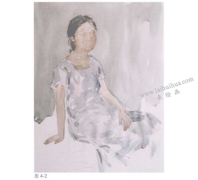 人物《女青年半身像》水彩画法步骤02