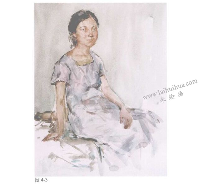 人物《女青年半身像》水彩画法步骤03