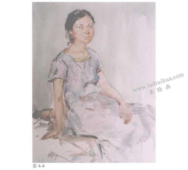人物《女青年半身像》水彩画法步骤04